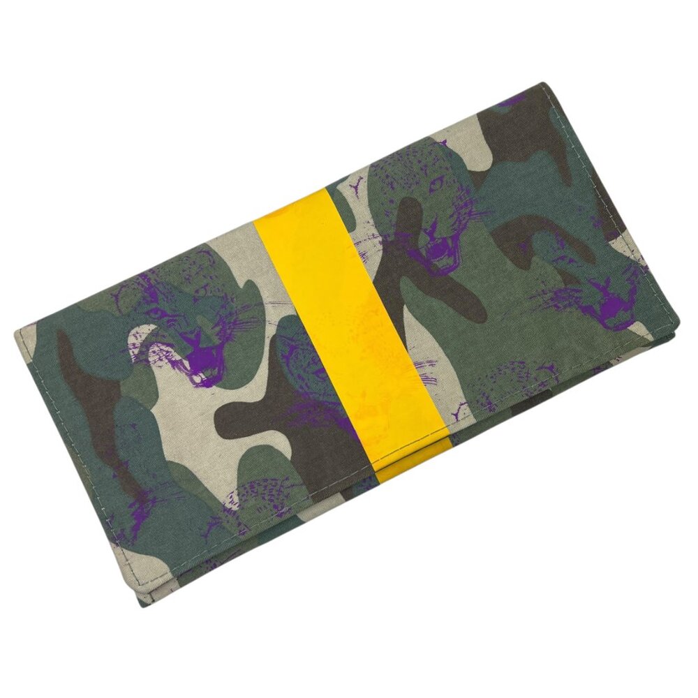 Totem Salvaged Camo, Stripe and Screen Printed Leopard Clutch Purse, $195 retail - Picture 2 of 6